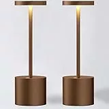 Lampada da Tavolo Senza Fili, LED Ricaricabile 5000 mAh Eye-Protect Lampada da Tavolo, lampada da comodino in metallo alluminio comodino, Adatto camera letto/studio/pranzo (2 Titanio)