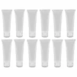 12 flaconi vuoti da 100 ml, riutilizzabili, in plastica trasparente, per cosmetici e cosmetici, da viaggio, con coperchio a flip per shampoo, doccia, gel per pulizia del viso, lozione per il corpo