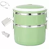Lunch Box Riscaldante Elettrico, Usb Lunch Box Elettrico a Doppio Strato Scaldavivande Portatile Per Auto E Camion Contenitore Per Alimenti Rimovibile in Acciaio Inossidabile,Green