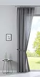 Gardinenbox Nizza - Tenda in Voile di Cotone, Semi-Voile, Trasparente, con Passante per Tenda e Passante, 100% Poliestere, Grigio, 254 x 135 cm