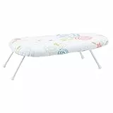 Amazon Basics Asse da stiro con gambe pieghevoli, da tavolo, Bianco, 36 x 59 cm Floreale