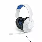 JBL Quantum 100P Cuffie Gaming Over Ear con Filo, Headset da gioco con Microfono Boom Direzionale Rimovibile, Realizzato per PlayStation, Compatibilità Multipiattaforma e Altre Console, Bianco e Blu