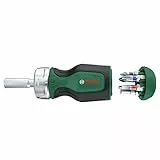 Bosch Cacciavite a Cricchetto con 6 Bit, Cacciavite a Cricchetto Compatto a Coppia Elevata per Un Fissaggio Potente, 6 Bit in Dotazione, Ergonomico, Portabit Magnetico