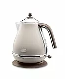 De'Longhi KBOV2001.BG Bollitore Elettrico Icona Vintage, Grande Capacità 1,7L, Filtro Anticalcare Lavabile, Spegnimento Automatico, Indicatore Livello Acqua, Piedini Antiscivolo, Avvolgicavo, Beige