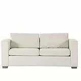 Divano a 3 Posti Beige Rivestimento in Vera Pelle Gambe Cromate Helsinki