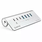 USB Hub, ORICO USB C 3.2 Gen 2 Hub a 7 porte 10 Gbps, Multi USB Adattatore con 2 USB C, 4 USB A, PD 60W, Sdoppiatore USB in alluminio con 1m cavo per Macbook, Macbook Pro
