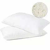 Flowen Cuscini Letto Matrimoniale e Singolo Coppia Guanciali per Dormire con Imbottitura in Fiocco, Memory Foam, Supporto Collo e Spalle, Anallergico, Federa Poliestere Traspirante