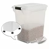 Iris Ohyama, Scatola per crocchette, Contenitore ermetico per alimenti, Ruote, Pala, L46 x P34 x H50,5 cm, ATS-L, Bianco