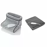 medisana FWS scaldapiedi riscaldamento elettrico dei piedi, 3 livelli di temperatura & HDW coperta elettrica calda, lavabile, coperta coccolosa con spegnimento automatico, grigio/grigio scuro
