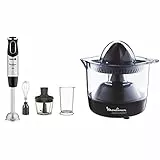 Moulinex DD6558 Quickchef 3in1 Mixer ad Immersione, Tecnologia Powelix, 3 Accessori & PC1208 Ultra Compact Spremiagrumi Elettrico con Accensione e Spegnimento Automatici, 450 ml