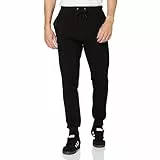 FM London Pantaloni Jogger Tasche Con Cerniera, Molto Morbidi, Vestibilità Comoda, ad Elevato Contenuto di Cotone, da Uomo, Nero, S