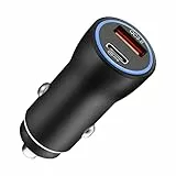Hoppac Caricabatterie Auto, Caricatore Presa USB C Fast Charge, Doppia Porta, Accessori Accendisigari QC 18W, PD 20W Caricabatterie Per iphone Pro/Max14/13/12/Samsung/Huawei/Xiaomi