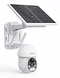 XIAOVV Solar Security Cameras Wireless Outdoor,2.4 GHz WiFi Security Cameras Wireless Outdoor,Integrated Installation Solar Panel Camera,10000mAH Battery Camera,Motion Detection,Custom Siren Voice