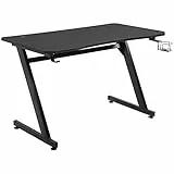 HOMCOM Scrivania da Gaming in Legno e Acciaio con Passacavi, Scrivania per Computer Portabicchieri e Gancio per Cuffie, Nero,120x65x74.5cm