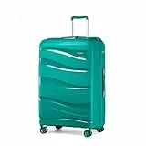 KONO Valigia Trolley Grande da 76cm Bagaglio a Mano Rigida e Leggero PP Valigie con TSA Lucchetto e 4 Ruote(Turchese)