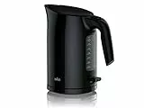 Braun WK3100BK Bollitore d'Acqua, Capacità 1,7L, Qualità Tedesca, base girevole 360°, filtro anticalcare estraibile e lavabile,Funzione ECO, Sistema di sicurezza a 3 vie, spegnimento automatico, Nero