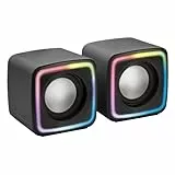 MARSGAMING MSCUBE Nero, Altoparlanti Gaming RGB Compatti, Processore Audio DSP 8W, Controllo Volume