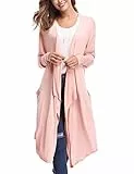 Wayleb Cardigan Donna Lungo Elegante Cardigan Manica Leggero e Traspirante Cardigan Maglia Casual con Tasche Top Orlo Irregolare per Primavera Estivo Autunno
