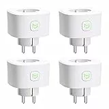 Meross Presa Intelligente Wifi Smart Plug Spina (Type F) Wireless 16A 3840W, Funzione Timer, Compatibile con SmartThings, Alexa, Google Assistant, Controllo Remoto via Andriod iOS App, 4 Pezzi
