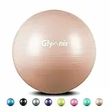 Glymnis Palla Fitness Palla da Ginnastica 55cm/65cm/75cm Anti-Scoppio Carico Massimo di 300kg, Palla Yoga Anitiscivolo con Pompa Rapida per Pilates Allenamento Yoga e Fitness Oro Rosa 75cm