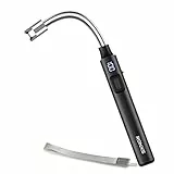 RONXS Accendino Elettrico, Accendino Elettrico USB Ricaricabile, Accendigas Elettrico Cucina per Barbecue Candele Stufe Campeggio (Nero)