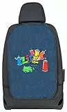 Walser Protezione per Lo Schienale dell'auto, Protezione per Il Sedile Posteriore per Bambini Graffiti, Protezione per Il Sedile Auto 62x40cm Blu
