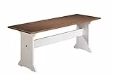 Inter Link Legno Panca in Pino massello Laccato Bianco Seppia Marrone, 110 x 45 x 37 cm
