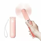 Ventilatore portatile con Powerbank da 4800 mAh, autonomia massima di 46 ore, ventola tascabile portatile alimentata a batteria o ventola personale pieghevole alimentata tramite USB, 3 velocità-Rosa