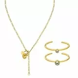 Purelei® Ohana - Set di gioielli da donna in acciaio inox, resistente all'acqua e anelli regolabili individualmente, Acciaio inossidabile