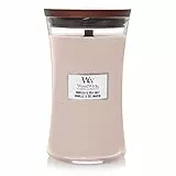 WoodWick Hourglass Candela Profumata Grande con Stoppino Scoppiettante, Fino A 130 Ore, Cera, Rosa (Vaniglia e Sale Marino)