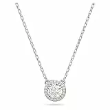 Swarovski Constella Collana Pendente, con Ciondolo a Cerchio in ZirconiaSwarovski a Taglio Tondo, Placcata in Tonalità Rodio, Bianco