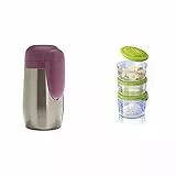 Chicco 00060181000000 Portapappa Inox Step Up Family, Argento + Chicco 00007658000000 Contenitori PortaPappa System Easy Meal, 6m+, 3 Contenitori