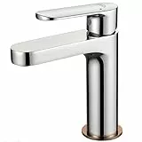 Auralum Rubinetto Lavandino Bagno Cromata, Monocomando Miscelatore per Lavabo Ottone, Rubinetti Bagno Stile oro rosa