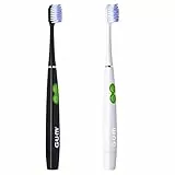 GUM ActiVital Sonic | Spazzolino da denti a ultrasuoni con batteria, set da 2 (bianco e nero)