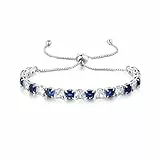 GW Bracciale Tennis Donna Braccialetto Donna Argento con Cristallo Blu di Zirconi Personalizzato Braccialetti Regalo Donna Bomboniere Compleanno Laurea Mamma (Regolabile, Argento)