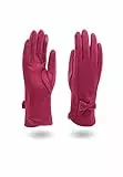 QUEEN HELENA Guanti Caldi Invernali Scamosciati Touch Screen Morbidi Eleganti Antivento Donna G02 (Fucsia)