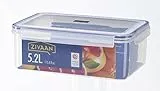 ZIVAAN - R61, Contenitore per alimenti rettangolare, impilabile, sottovuoto e a tenuta stagna, in polipropilene e silicone, 5,2 litri, trasparente/blu navy