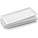 DOWAN Grandi Piatti da Portata Rettangolari - 36,8 x15,2 cm Piatti in Porcellana, Piatti da Portata Bianchi per Carne, Antipasti, Cibo, Dessert, Sushi, Feste, Bianco, Set da 4