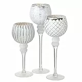 Boltze Teelichthalter Ainara 3 Stück, Weiss candelabro