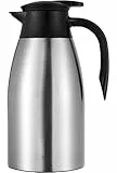 Webao - Caraffa termica, thermos da 2 litri, in acciaio inox, con chiusura rapida, a doppia parete, per tè e caffè, argentata