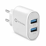 SBS Caricatore Caricabatterie da Muro in plastica Riciclata con 2 uscite USB da 2.1A, Presa Europea, Tecnologia Intelligent Charge per Ricarica Rapida