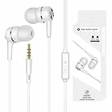 Auricolari, Cuffie con Filo e Microfono da 3,5 mm in-Ear Magnetici Definizione Stereo per PC e Android Cellulare per Galaxy, Huawei, Xiaomi etc - Bianco