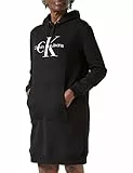 Calvin Klein Jeans Iconic MONOLOGO Hoodie Dress Abiti con Cappuccio, CK Black, XS Donna