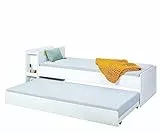 Inter Link Lettino per Bambini, Pino, Bianco, 236 x 95/169 x 77 cm
