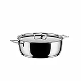 Alessi AJM102/28 Pots&Pans Casseruola Bassa a Due Manici in Acciaio Inossidabile 18/10 Lucido