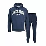 Jack & Jones Tuta da uomo Josh con cappuccio e logo jogger, Giacca blu navy., M
