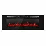 Klarstein Camino Elettrico, Caminetto Elettrico 1800 W, Camino Finto a Riscaldamento Elettrico a Basso Consumo, Fuoco Finto LED, Spazio per Legna, Termocamino con Telecomando, Termostato e Timer