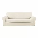 Deconovo Copridivano 3 Posti Elasicizzato Fodera Protettiva Moderne per Divano da 180cm a 235cm Bianco