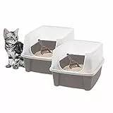 Iris Ohyama, Lettiera per gatti, Toilette chiusa per gatti, Pala, L48,5 x P38 x H30 cm, Lotto di 2, CLH-12, Taupe