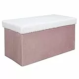 THE HOME DECO FACTORY HD6765 Panca Pieghevole, Poliestere, Rosa dei Legno-Bianco, 77 x 38 x 38